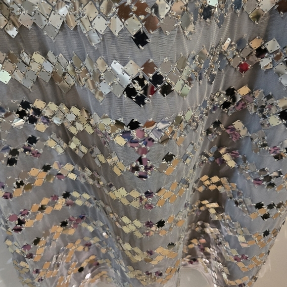 Adrianna Papell Silver Halter Sequined Mini Cocktail/Party Swing Dress Sz 10 NEW - Picture 8 of 13